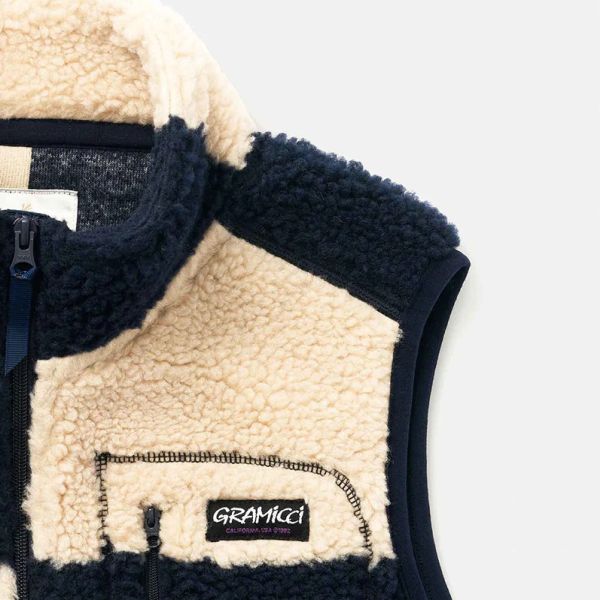 Gramicci Checkered Sherpa Vest Off White/Navy