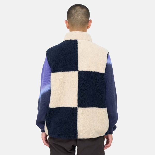 Gramicci Checkered Sherpa Vest Off White/Navy