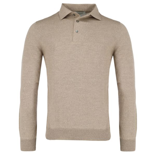 Gran Sasso Knitted Longsleeve Polo Beige