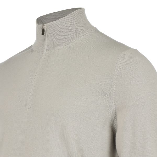 Gran Sasso Zip Mock Sweater Licht Grijs