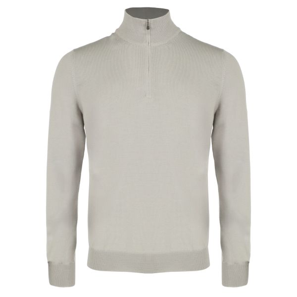 Gran Sasso Zip Mock Sweater Licht Grijs