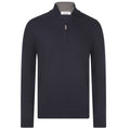 Gran Sasso Knitted Mock Zip Sweater Navy