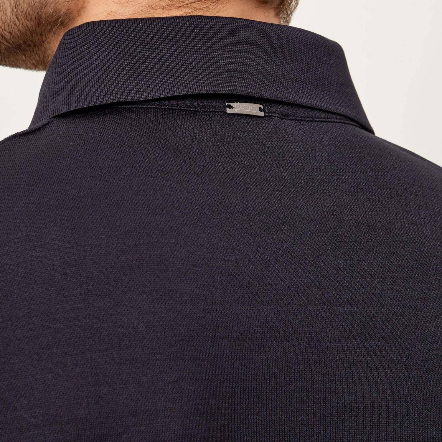 Herno Knit Effect Polo Donker Blauw