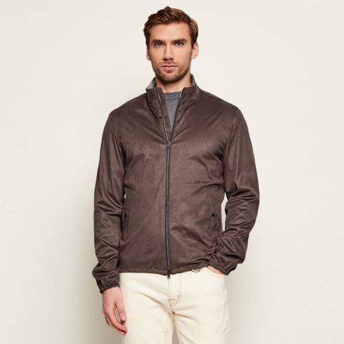 Herno Suede Effect Jas Bruin