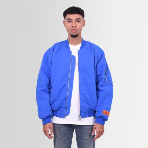 heron preston canvas bomber jas blauw