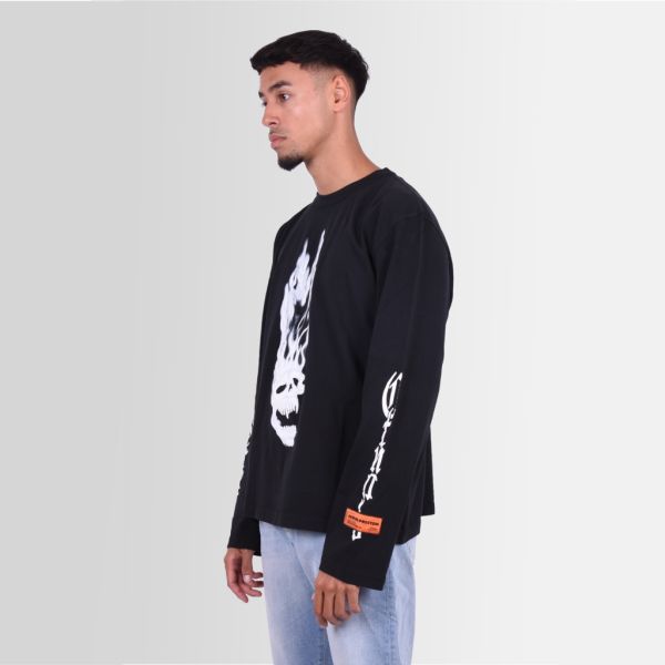 heron preston flaming skull longsleeve t-shirt zwart