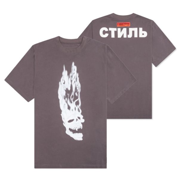heron preston flaming skull t-shirt grijs