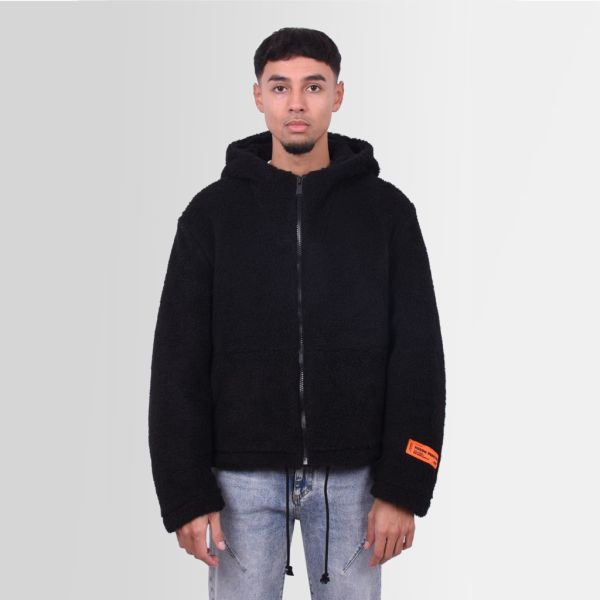 heron preston fleece hooded jas zwart