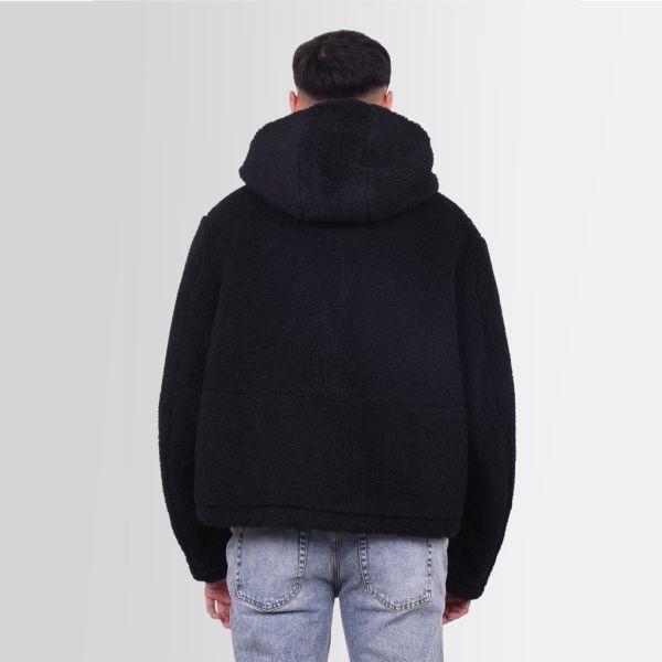 heron preston fleece hooded jas zwart