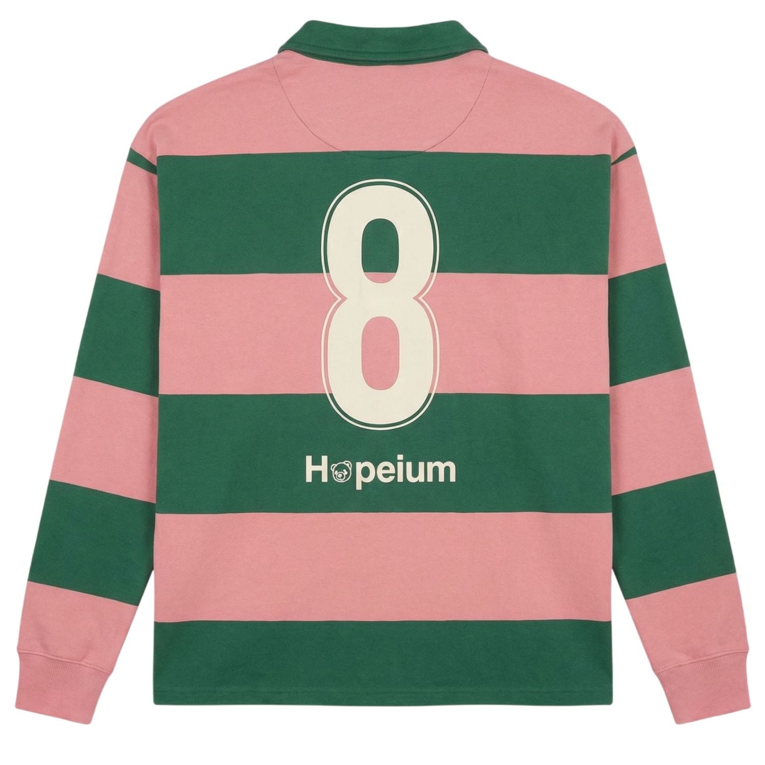 Hopeium Football Gandhi Longsleeve Polo Donker Groen/Roze