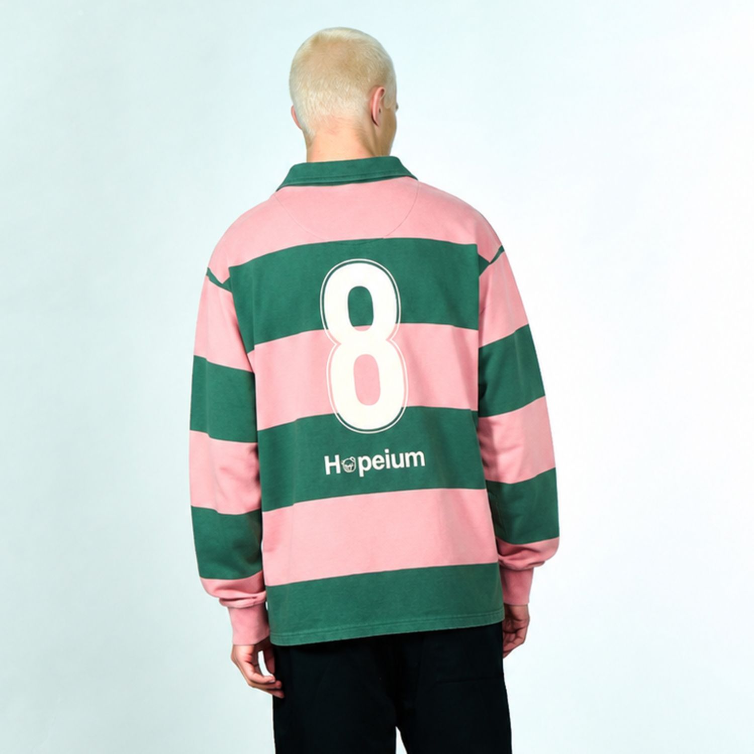 Hopeium Football Gandhi Longsleeve Polo Donker Groen/Roze