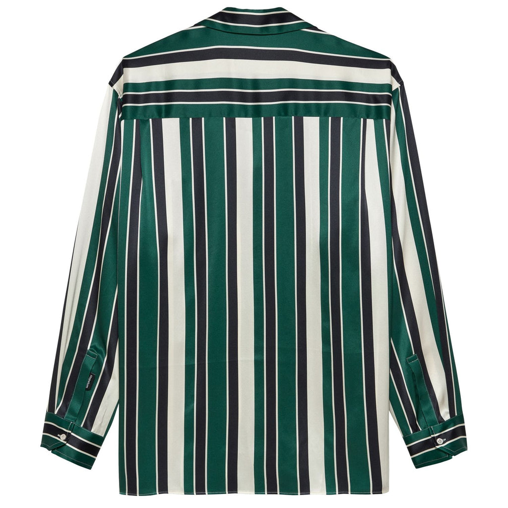 Hopeium Striped Silk Overhemd Donker Groen/Off White/Navy