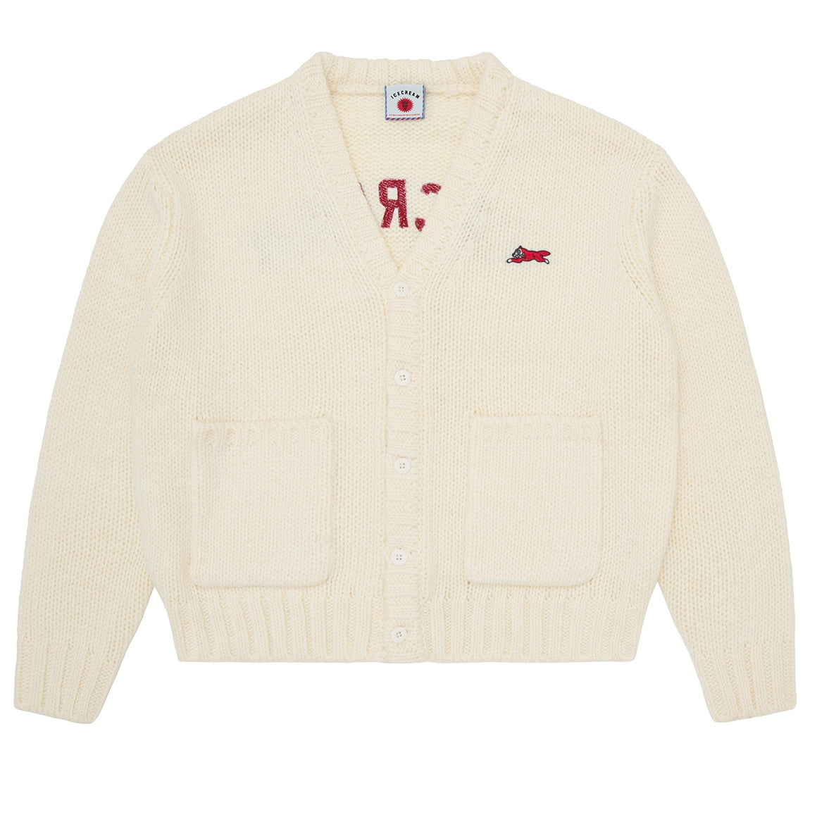Icecream College Knitted Cardigan Off White