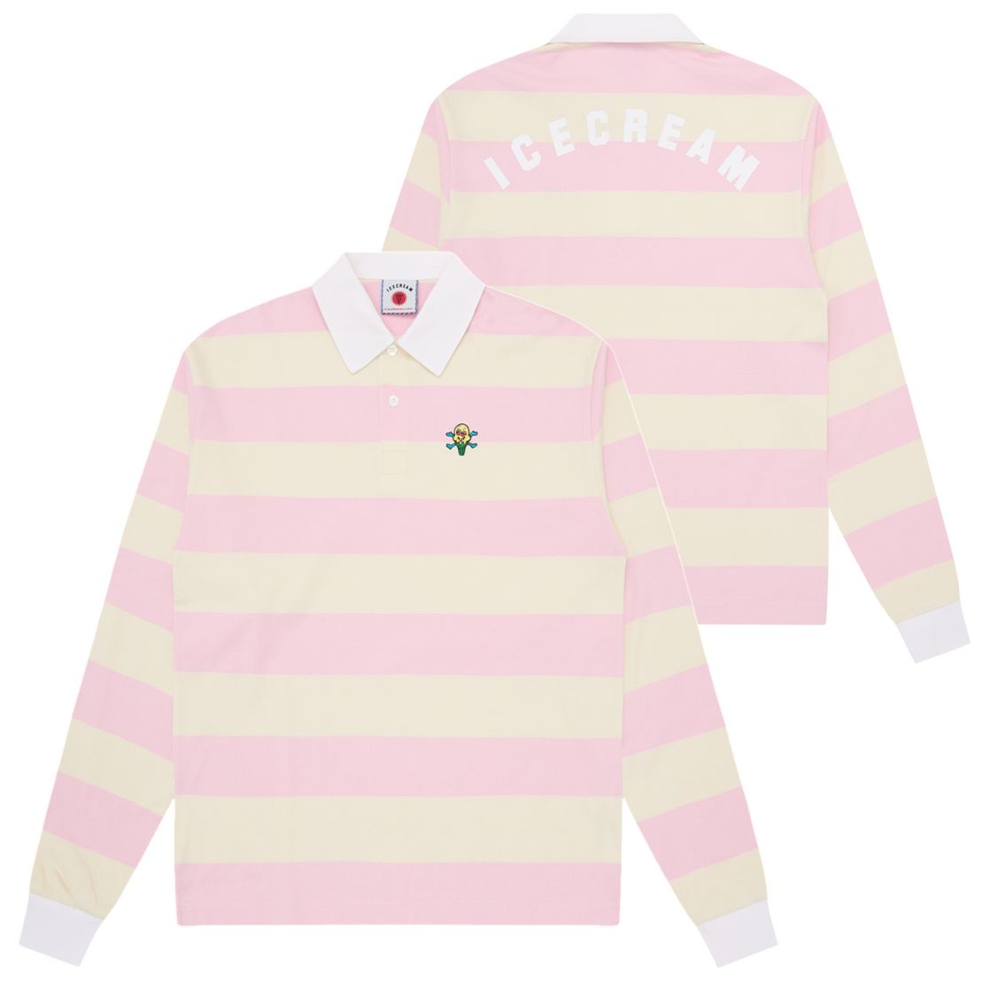 Icecream Cones & Bones Rugby Shirt Roze/Off White