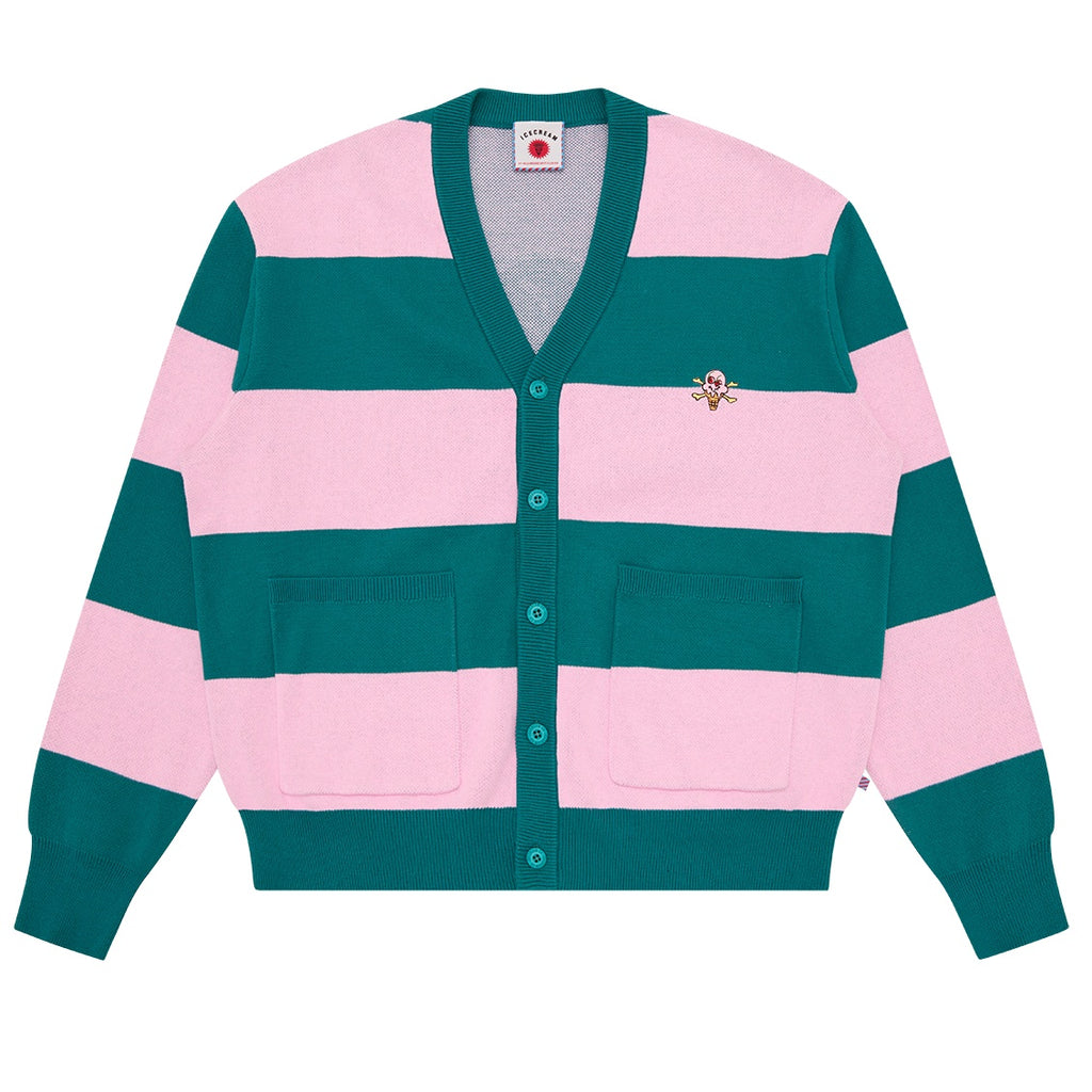 Icecream Cones & Bones Striped Knitted Cardigan Roze/Groen