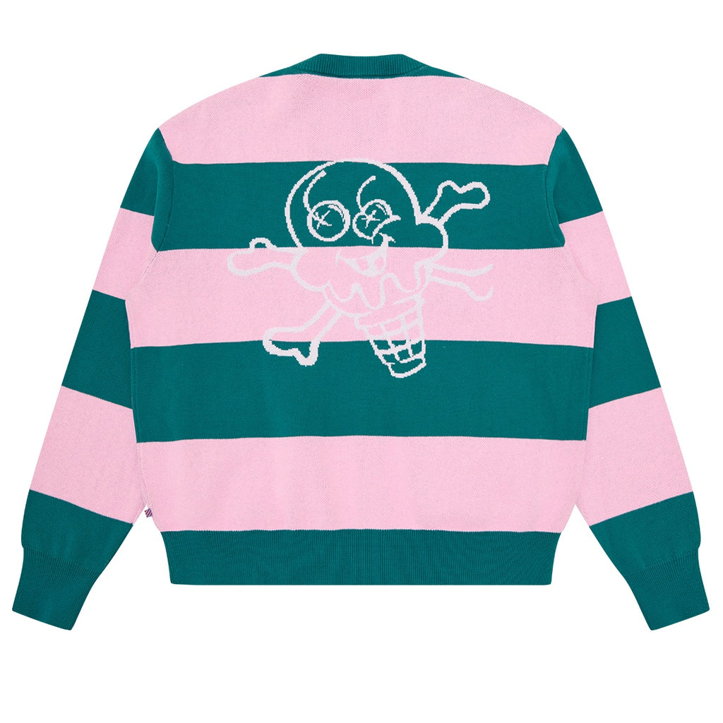 Icecream Cones & Bones Striped Knitted Cardigan Roze/Groen