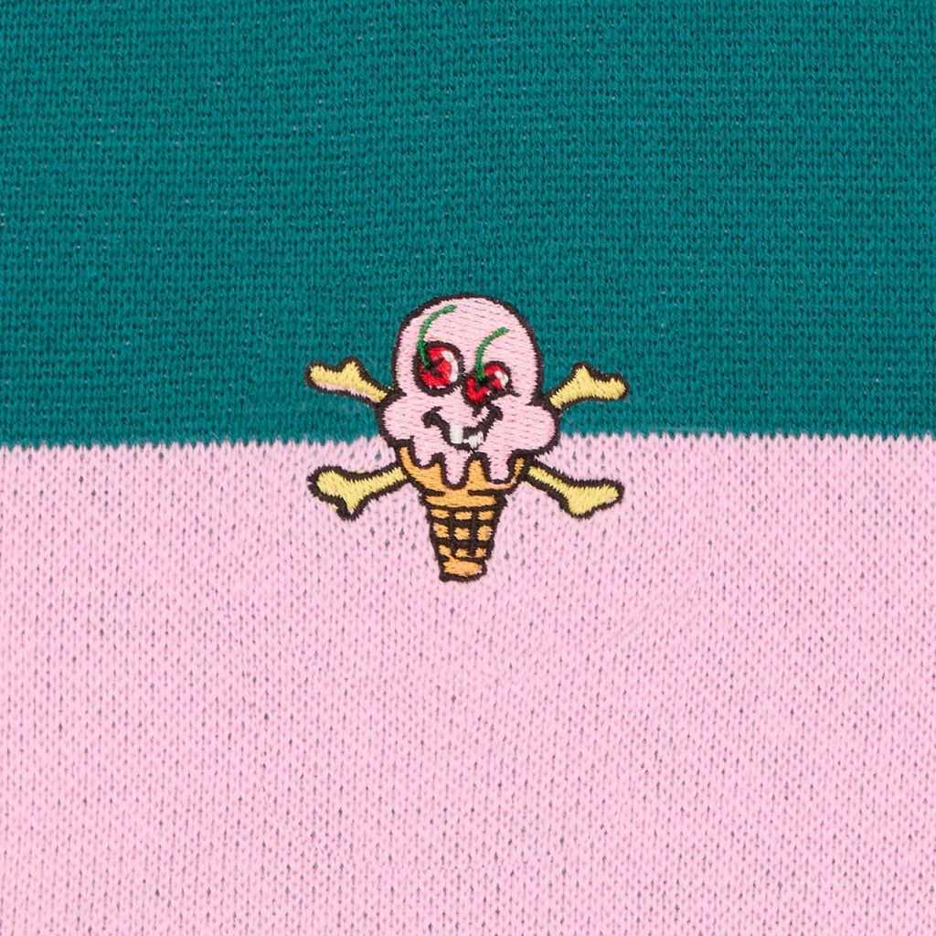 Icecream Cones & Bones Striped Knitted Cardigan Roze/Groen