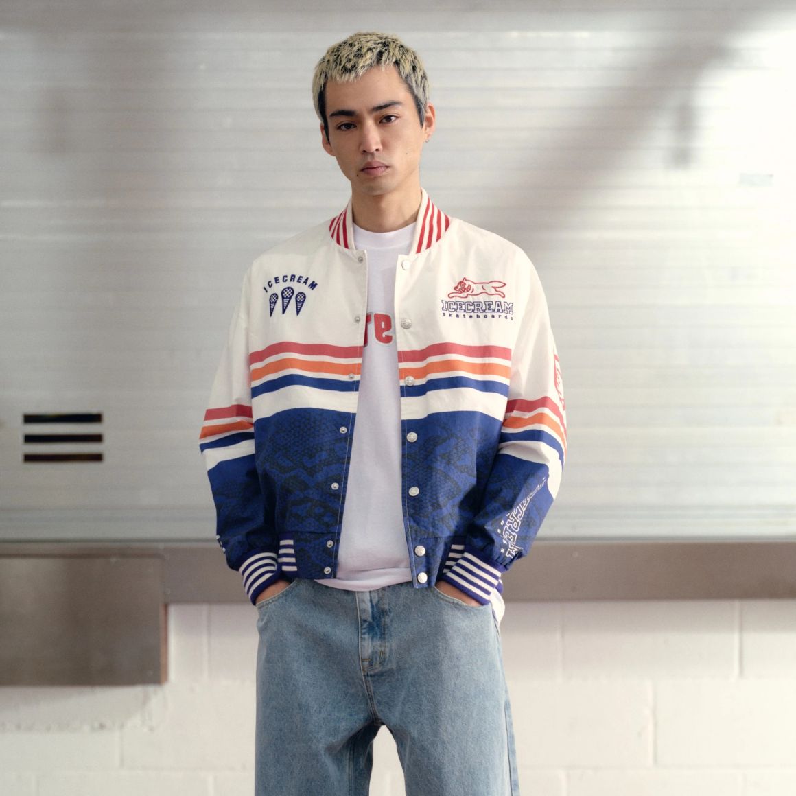 Icecream Moto Lightweight Bomber Jack Off White/Blauw