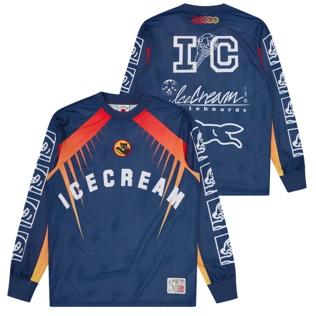 Icecream Moto Racer Mesh Longsleeve T-shirt Navy