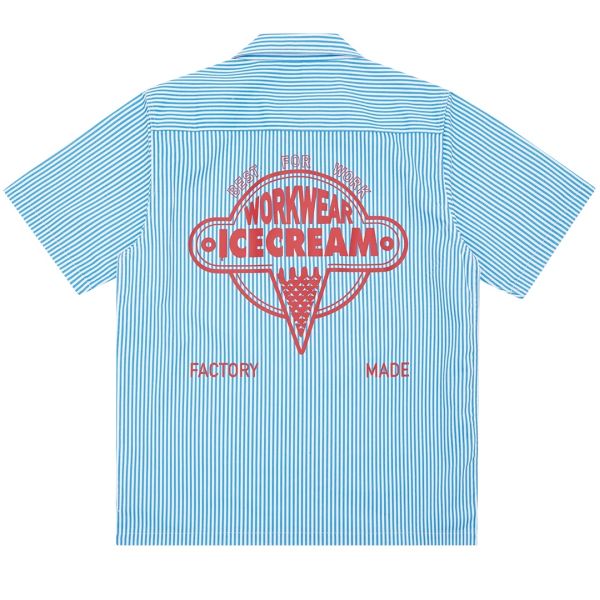 Icecream Quarter Zip Work Overhemd Licht Blauw