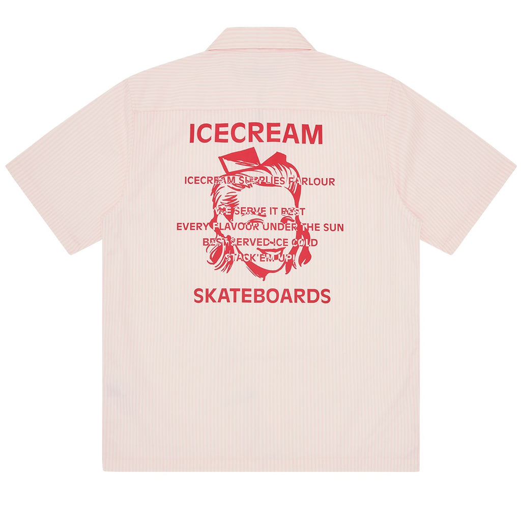 Icecream Waitress Quarter Zip Work Overhemd Roze
