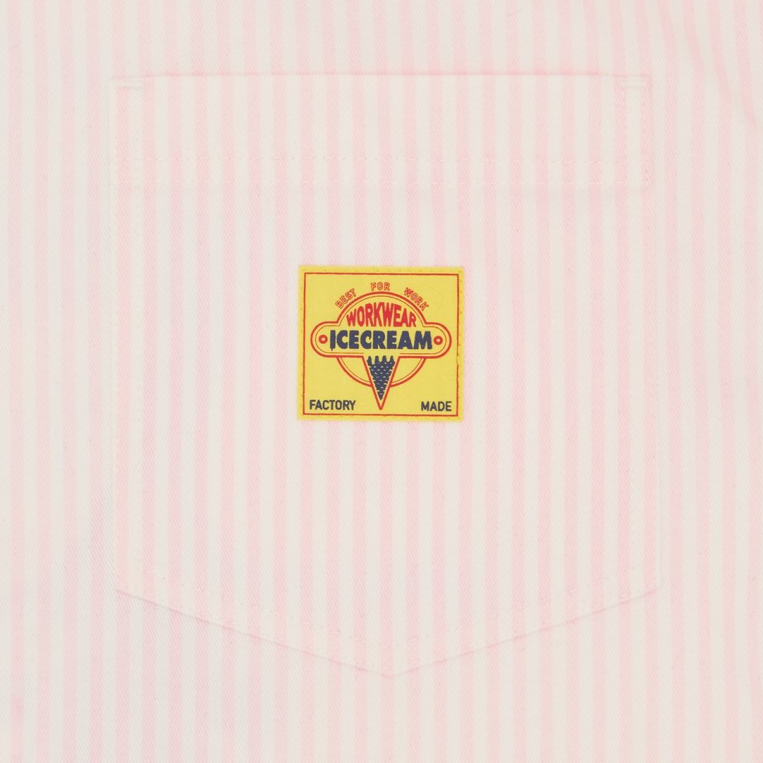 Icecream Waitress Quarter Zip Work Overhemd Roze