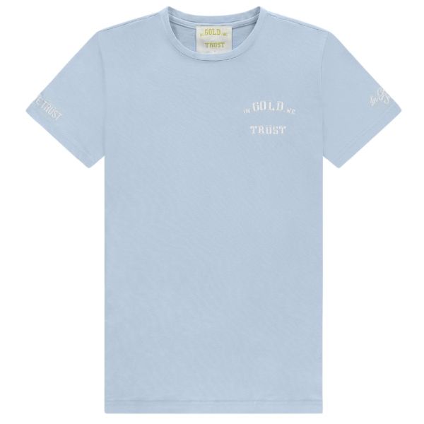 In Gold We Trust The Pusha T-shirt Licht Blauw