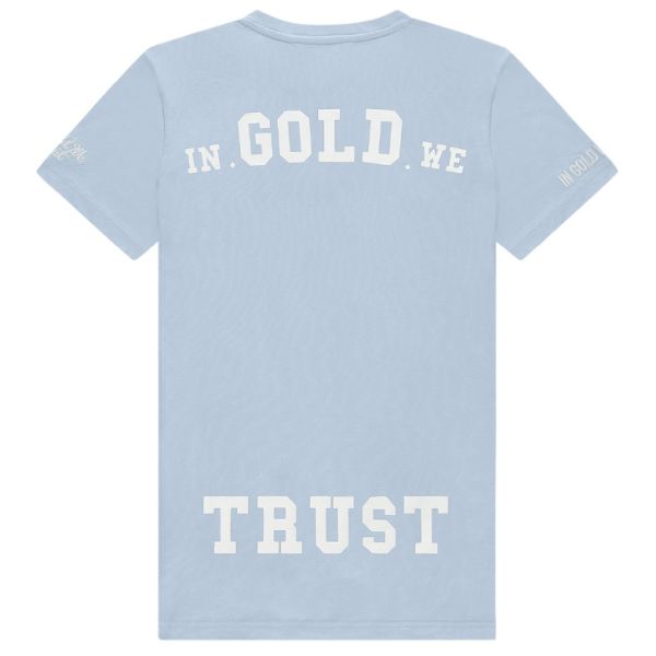 In Gold We Trust The Pusha T-shirt Licht Blauw