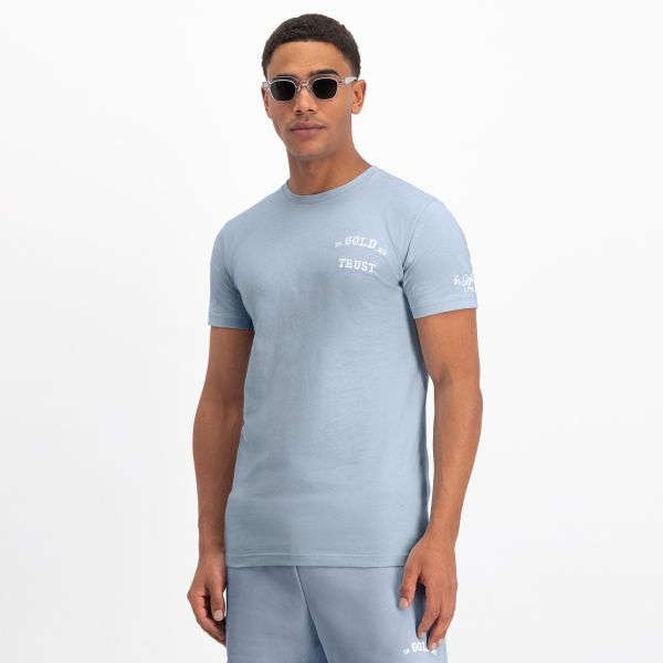 In Gold We Trust The Pusha T-shirt Licht Blauw