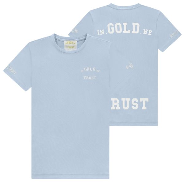 In Gold We Trust The Pusha T-shirt Licht Blauw