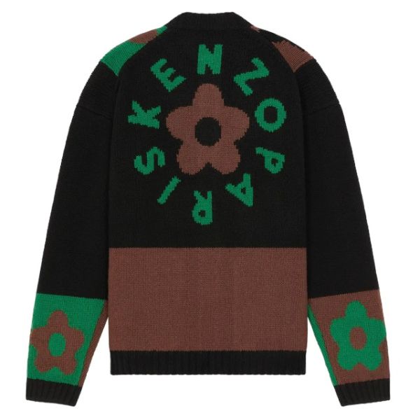 Kenzo Boke Flower Checkerboard Cardigan Zwart/Groen