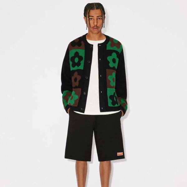 Kenzo Boke Flower Checkerboard Cardigan Zwart/Groen