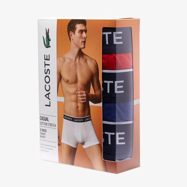 Lacoste 3-Pack Boxer Navy/Rood/Blauw