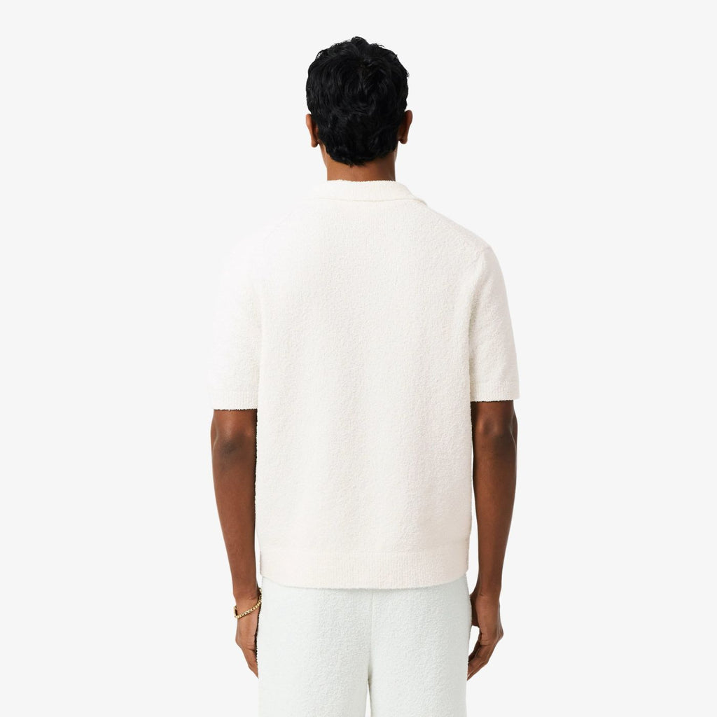 Lacoste Bouclé Knit Polo Off White