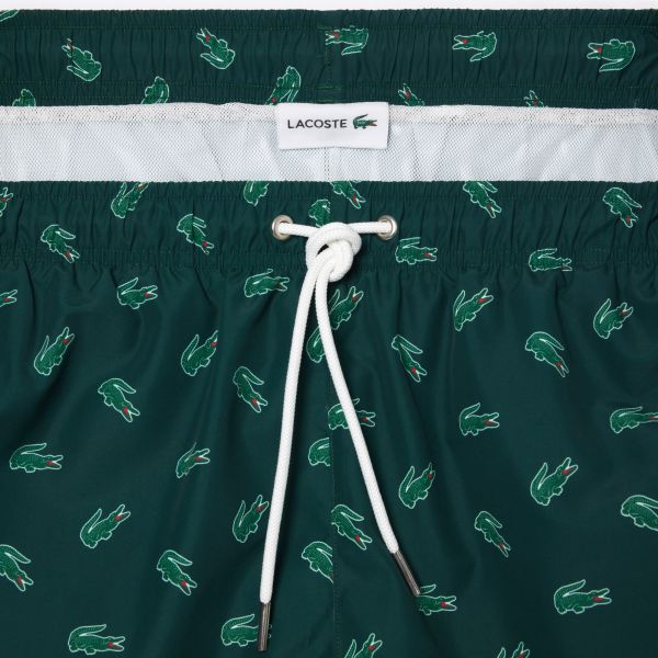 Lacoste Crocodile Print Zwembroek Donker Groen