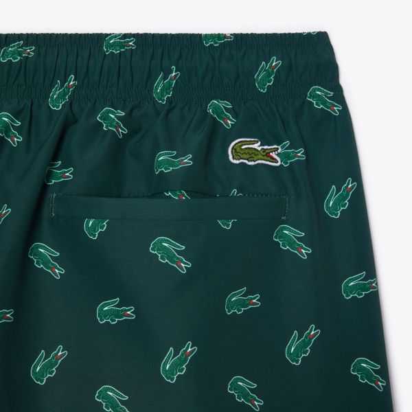 Lacoste Crocodile Print Zwembroek Donker Groen