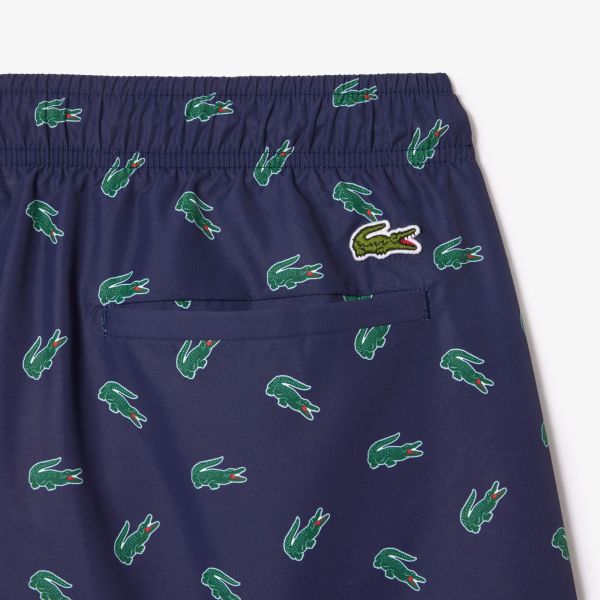 Lacoste Crocodile Print Zwembroek Navy
