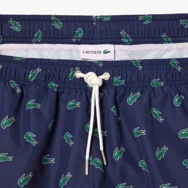 Lacoste Crocodile Print Zwembroek Navy