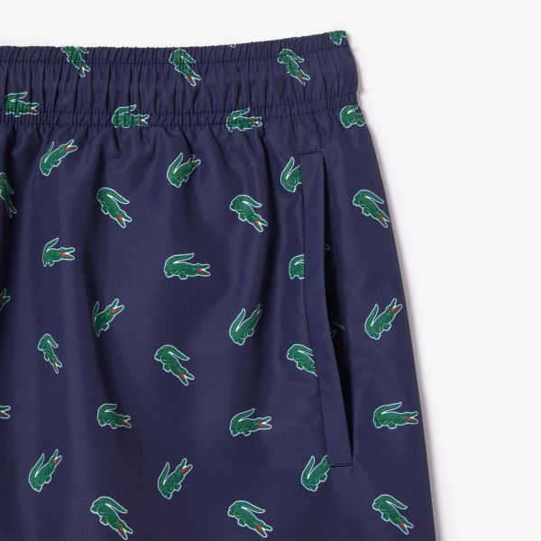Lacoste Crocodile Print Zwembroek Navy