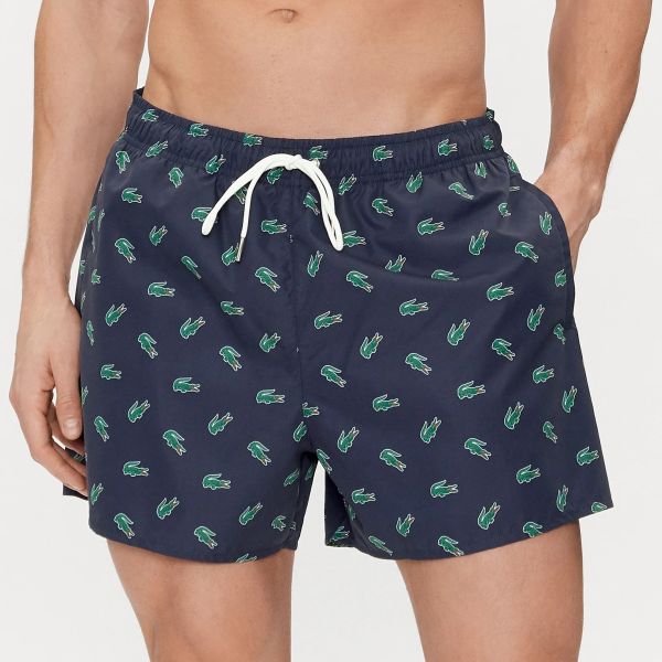 Lacoste Crocodile Print Zwembroek Navy