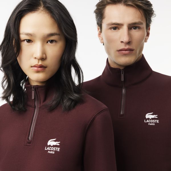Lacoste Heritage Half Zip Sweater Bordeaux