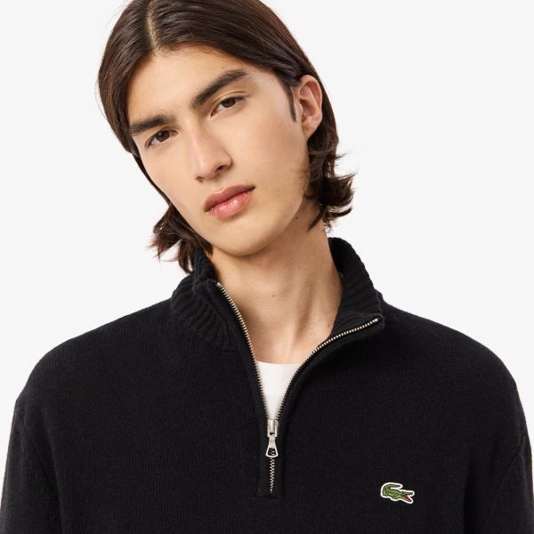 Lacoste Knitted Half Zip Sweater Zwart