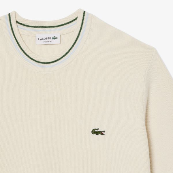 Lacoste Knitted Striped T-shirt Off White