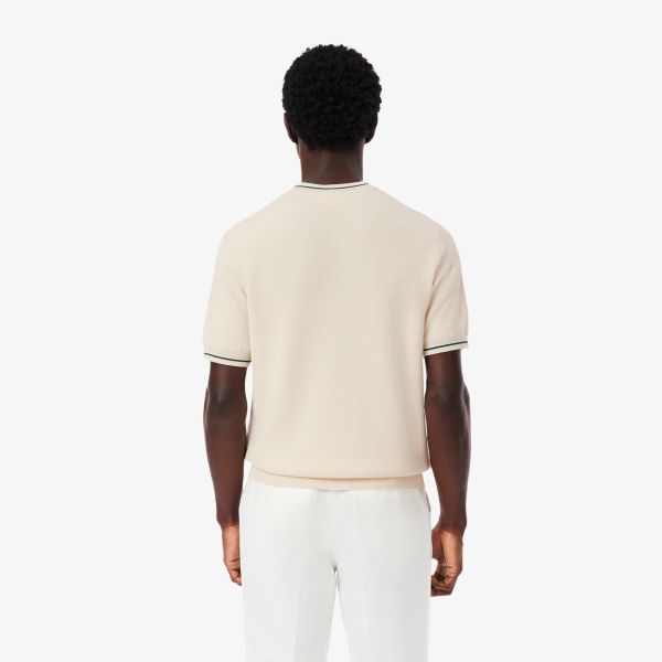 Lacoste Knitted Striped T-shirt Off White