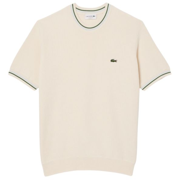 Lacoste Knitted Striped T-shirt Off White