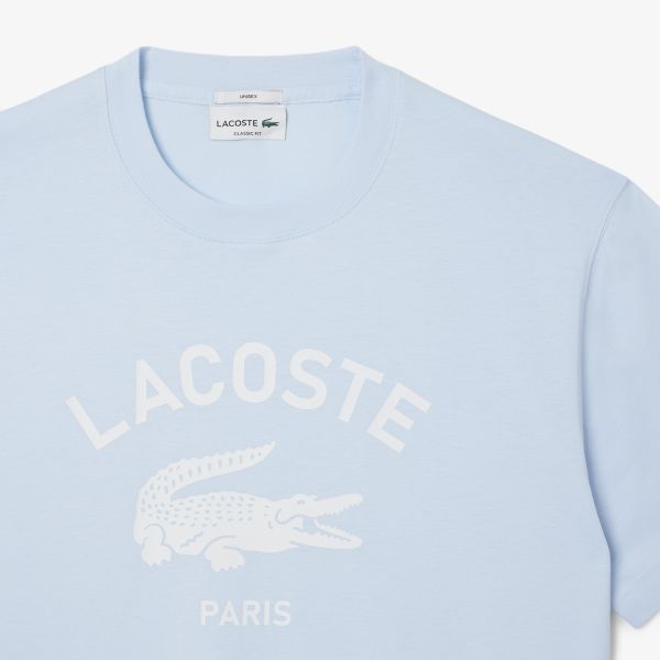 Lacoste Signature Print T-shirt Licht Blauw