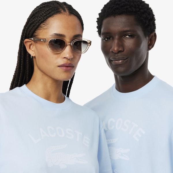 Lacoste Signature Print T-shirt Licht Blauw