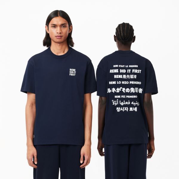Lacoste Slogan Back T-shirt Navy