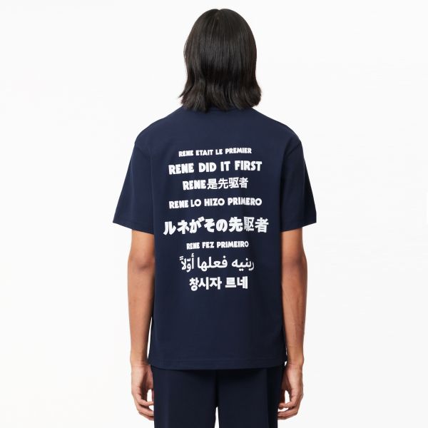 Lacoste Slogan Back T-shirt Navy