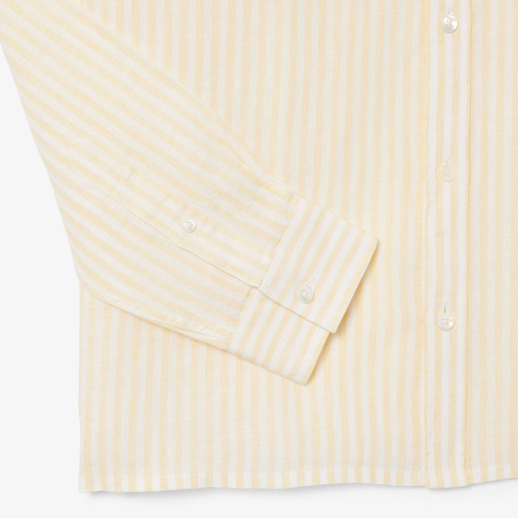 Lacoste Striped Linen Overhemd Geel/Wit
